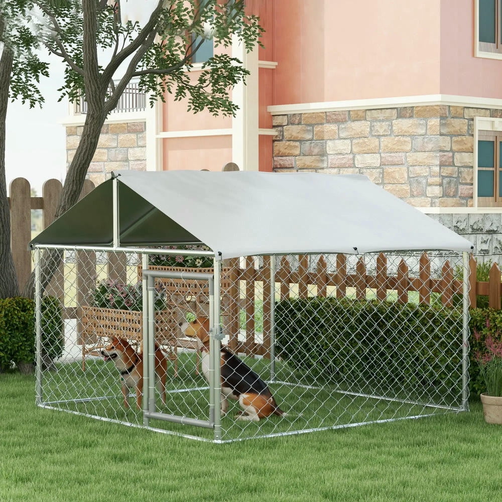 Barara King Dog House,Pet House,Dog Kennel Outdoor for Small Medium Dogs with Waterproof Roof, Silver