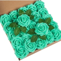 25Pcs Artificial Roses Flowers Fake Roses with Stems Real Touch Foam Flowers for DIY Wedding Bouquet Baby Shower Centerpiece Floral Arrangement Party Home Decor(Black)