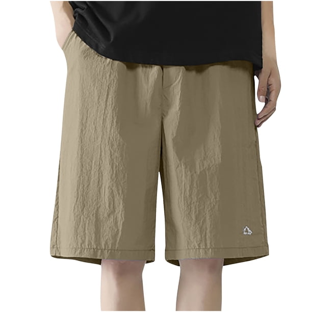 Pantalones Cortos de Carga de los Hombres con Cordón Sólido Cintura Deportivo Pantalones Cortos de Gimnasio con Bolsillos, Desgaste Casual de Toda la Temporada