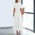 thumbnail image 5 of ZEHJUHAN Women's Solid Color V-Neck Short Sleeve Maxi Dress with Elastic Waist A-Line Ruffle Hem Summer Casual Dress White，XXL, 5 of 6