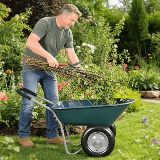 Jackson Blue Steel Pneumatic Contractors Wheelbarrow 6 Cu Ft
