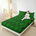 thumbnail image 4 of jejeloiu Modern Geometric Rhombus Twin Sheet Sets,Abstract Circle Dots Twin Fitted Sheet,Green Black Flat Sheet For Girls Boys,Luxury Bedroom Decor,3-Piece, 4 of 7