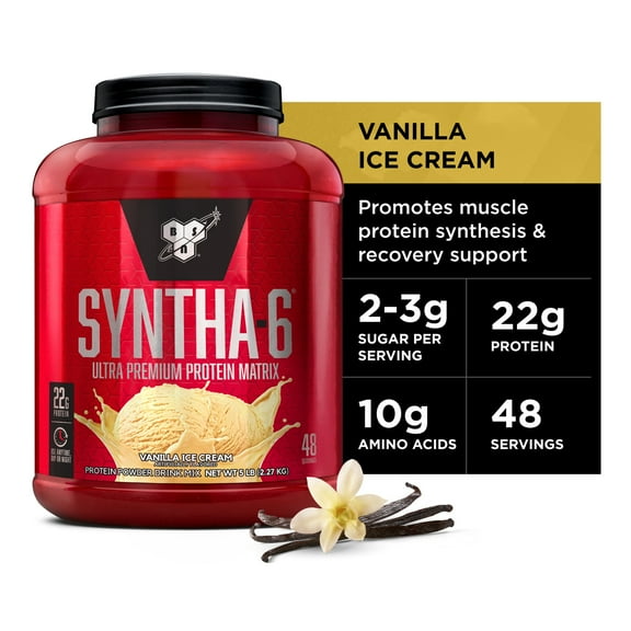 BSN Syntha 6 Whey Protein Powder, Vanilla Ice Cream, 5lb