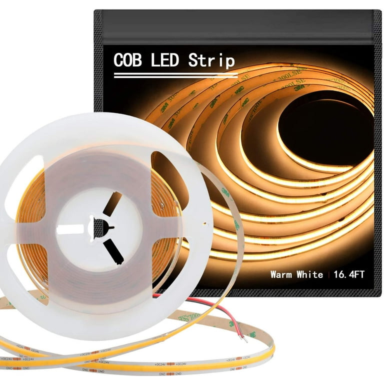 16.4FT - 24V LED COB Strip Light Kit - Cuttable - RF Remote & Power Supply  Included