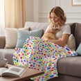 thumbnail image 4 of Colorful Polka Dot Throw Blanket for Couch, Soft Lightweight Flannel Fleece Blanket, Watercolor Rainbow Polka Dots Microfiber Plush All Season Decorative Blankets Gifts for Sofa Bed 60"x80", 4 of 9