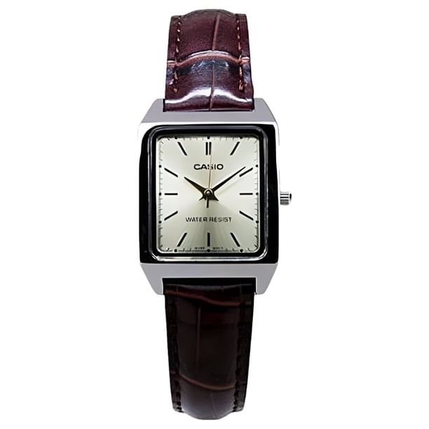 Casio Reloj Estándar Analógico de Cuarzo con Correa de Cuero y Esfera Marfil LTP-V007L-9E para Mujer