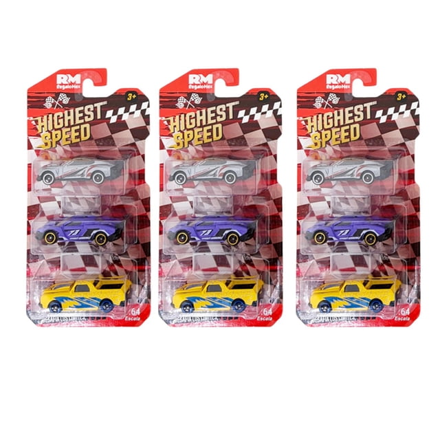 Set 9 Carritos De Carreras De Juguete Coche Metal Mayoreo