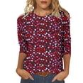 thumbnail image 1 of Penkiiy T-Shirt de la Saint-Valentin pour Femmes Manches 3/4 Col Rond Mignon Cœurs Graphiques T-Shirts Mode Décontractée Blouse TG Multicolore, 1 of 5