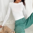 thumbnail image 1 of Top ajustado con cuello redondo para mujer, camiseta sencilla ajustada, traje informal de estilo informal, 1 of 6