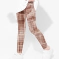 thumbnail image 3 of Toddler Girl Leggings Plaid Criss Cross Trendy Stretch Comfortable Cotton Pants Lightweight Skinny Kids Fall Outfits, Brown, 6 Years, 3 of 6