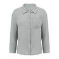thumbnail image 4 of TKLPEHG Womens Button Down Shirt Long Sleeve Blouse Business Work Tops Dressy Casual Solid Color Outfits with Pocket (Gray,L), 4 of 7