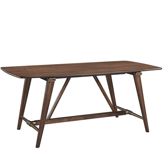 JERFIT Modern Rectangular Wood Dining Table for 6, Brown Kitchen Table with Wooden Frame, Farmhouse Dining Room Furniture
