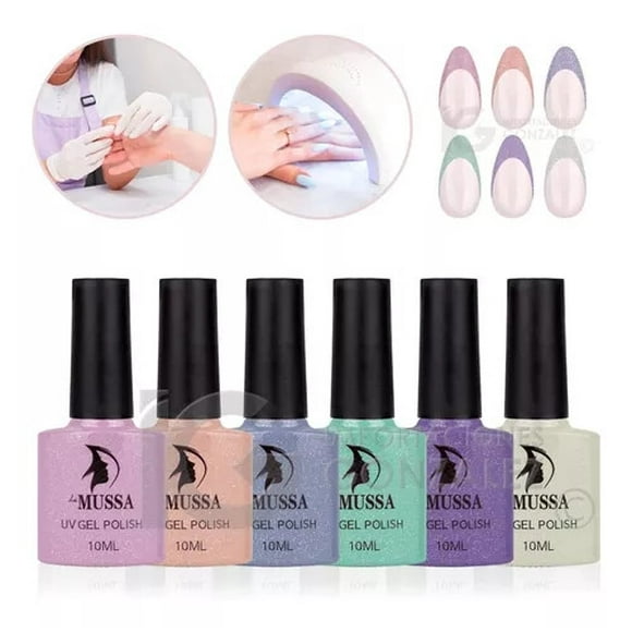 Gama De Gelish Mussa Efecto Diamante 6 Esmaltes Para Uñas Uv Diamante B Mussa Gel