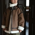 thumbnail image 6 of Ecqkame Girls Faux Suede Jackets Winter Sherpa Fleece Lined Zip Up Coats Solid Color Long Sleeve Thickened Lapel Outerwear Brown 7 Years, 6 of 9