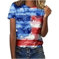 thumbnail image 2 of GaThRRgYP Womens Tops Clearance under $5,Women's Casual Independence Day Printing Round-Neck Short Sleeve T-Shirt Blouse Tops Multicolor M, 2 of 5