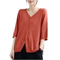 thumbnail image 2 of Karymi Summer Tops for Women 2026 V Neck Lightweight Knit Cardigan, 3/4 Sleeve Open Front Button Down Loose Layering Sweater Top Blouses for Women, 2 of 5