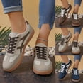 thumbnail image 2 of Lusa Women's Casual Low-Top Athletic Shoes Comfortable Non- Flat Sneakers Fashion Versatile All Season Lightweight Solid Color Vintage Lace-Up Cozy Casual Shoes Beige 38, 2 of 6