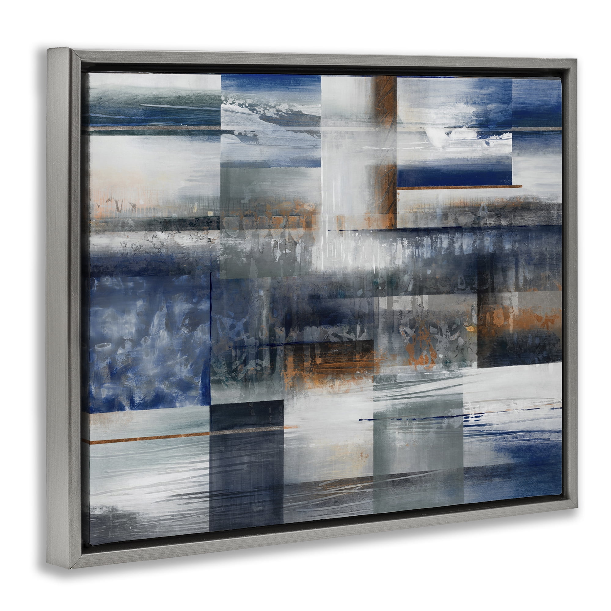 Stupell Industries Nautical & Nature Collage Abstract Painting Gray Floater Framed Canvas Art Print Wall Art, 31 x 25