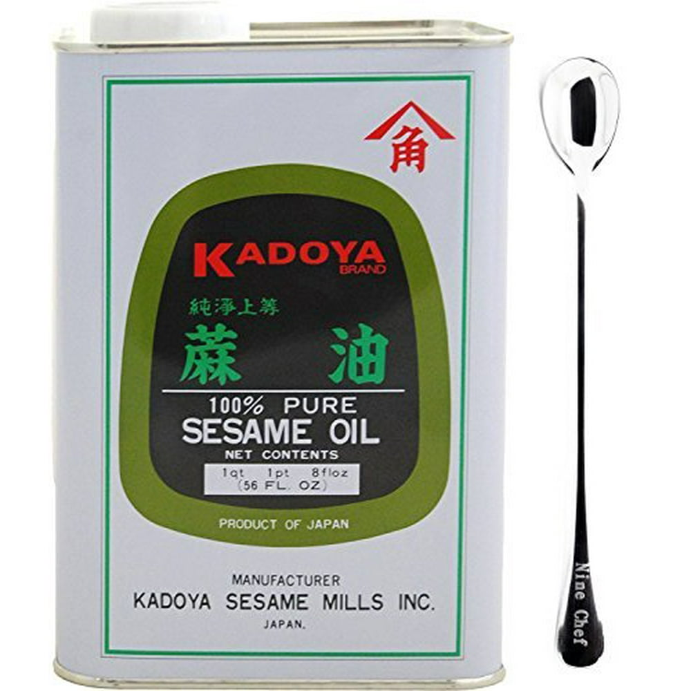 NineChef Bundle Kadoya Brand 100 Pure Sesame Oil (Sesame Oil 56 OZ 1