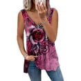 thumbnail image 4 of Ropa de mujer con cuello en V rosa cremallera chaleco camiseta sin mangas de mujer Eccomum Mariposa-Rojo M, 4 of 4
