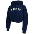 thumbnail image 2 of Women's The Wild Collective College Navy Seattle Seahawks Cropped Pullover Hoodie, 2 of 4