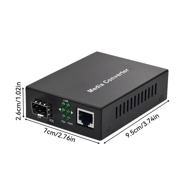 Langgg Metal Optical Media Converter Replacement Heats Dissipation LED Indicator Heats-resistant Home Fiber Switch Module US Plug Single Fiber 3KM LC