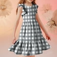 thumbnail image 6 of Avrntaa Cute Ruffle Sleeve Girls Summer Dress Casual Crewneck Swing A-Line Midi Dress for Age 5 to 14, 6 of 8