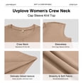 thumbnail image 3 of Uvplove Women's Casual Knit Top Loose Fit Cap Sleeve Soft Stretchy Crew Neck Summer T-Shirt,Camel,L, 3 of 10