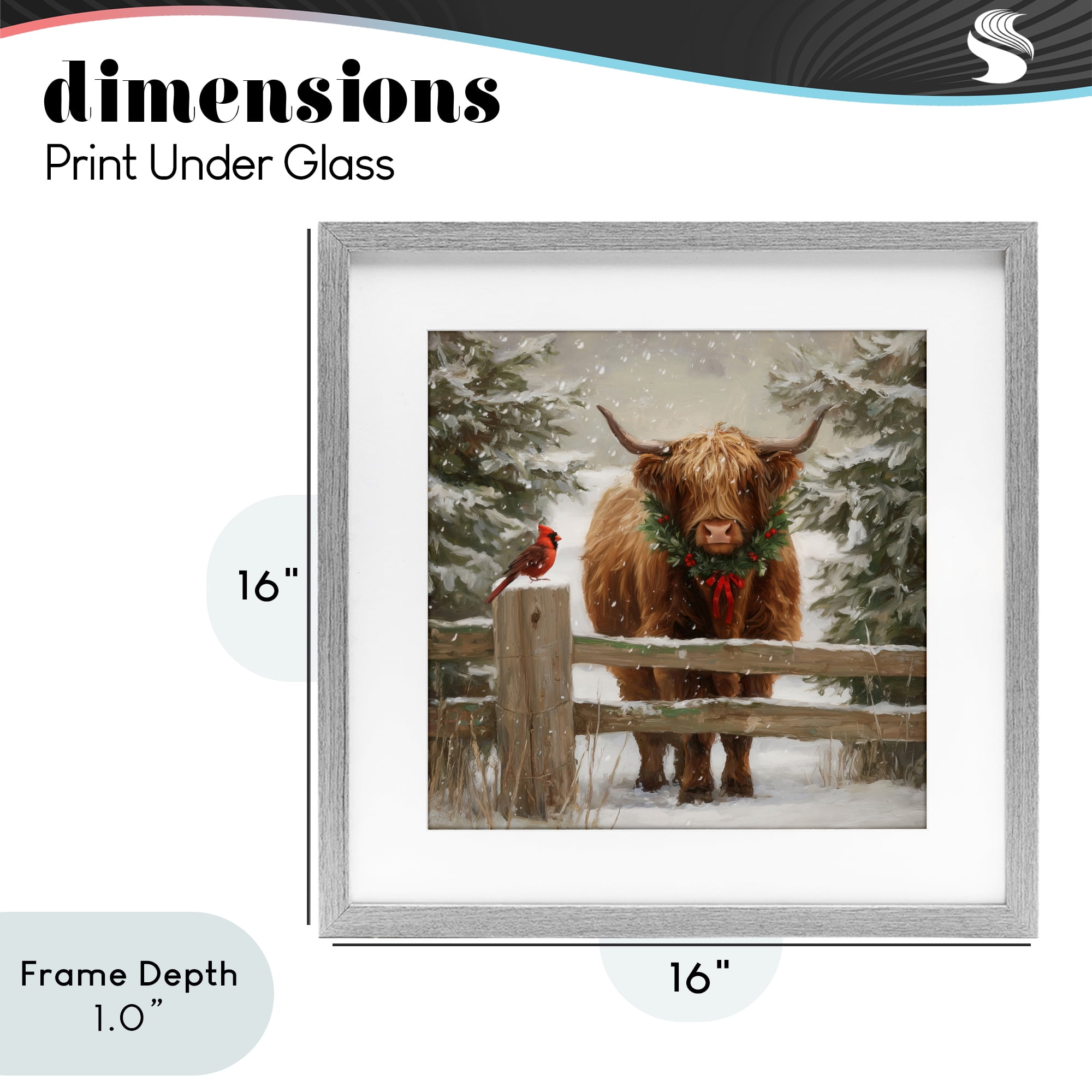 Stupell Industries Christmas Cow & Cardinal Gray Framed Print Under Glass, design by Tina LeCour