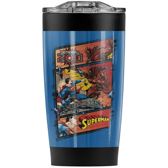 Superman Vs Zod Stainless Steel Tumbler 20 oz Coffee Travel Mug/Cup, Vacuum Insulated & Double Wall with Leakproof Sliding Lid | Great for Hot Drinks and Cold Beverages