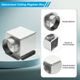 thumbnail image 3 of Uxcell HVAC 90 Degree Ceiling Register Box, 8" x 8" x 6" Galvanized Steel Ductwork Box Vent Connector for Air Conditioner Fan Outlet Diffuser HVAC, Fits 6" Round Duct, Silver Tone, 3 of 6