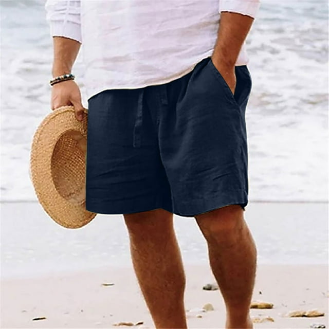 Plus Size Men Linen Shorts,Men's Linen Shorts Cotton Casual Lightweight Workout Gym Yoga Shorts for Men,Mens Linen Shorts Drawstring