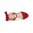 thumbnail image 4 of BLISSFUL STEP Women Open Toe Ankle Bow Tie Mid Heels Sandals Red 8, 4 of 7