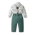 thumbnail image 6 of Toddler Boy Outfits Star Print Lapel Long Sleeve Romper And Trousers Suspenders Hat 4 Piece Wedding Wear Baby Boys' Clothing Sets Size 12-18 Months, 6 of 9