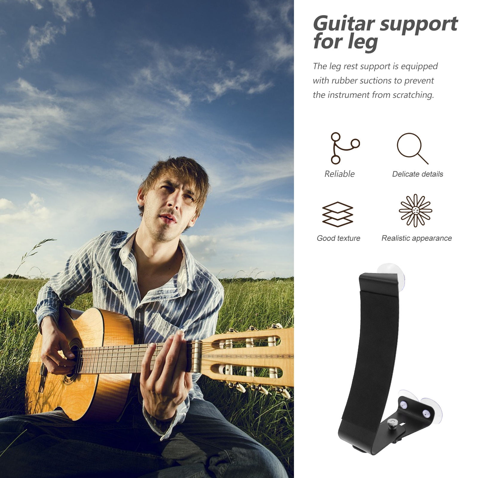Luxshiny Ergonomic Guitar Foot Stool Black Aluminum Leg Support for Guitar Players 1 Set and Comfortable
