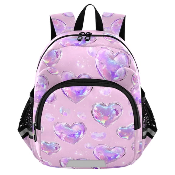 ALAZA Holographic Glitter Hearts Mini Backpack School Bookbag Age 3-7 Medium