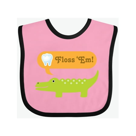 

Inktastic Funny Alligator Floss Em Tooth Gift Baby Boy or Baby Girl Bib