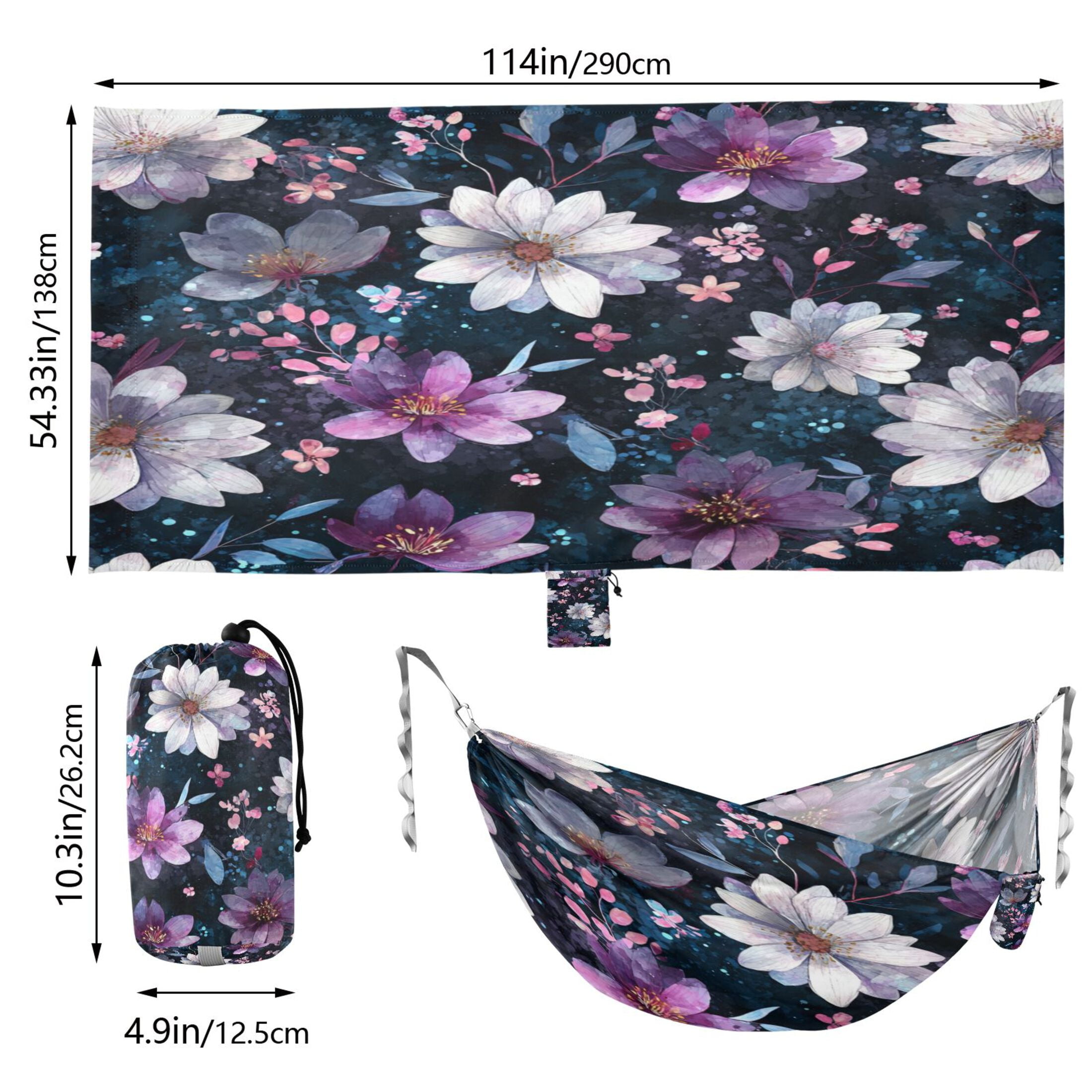 Hammock Camping Hammock Nylon Portable Hammock Travel Camping Hammock Purple Flowers