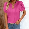 thumbnail image 6 of Annhoo Summer Puff Short Sleeve Shirts for Women Eyelet Tops V Neck Tunic Blouse Fashion Breathable Tunics, 6 of 7