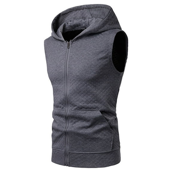 Mens Tank Top Beach Fashion Pocket Casual Hooded Pure Color T ShirtsSleeveless Top Blouse