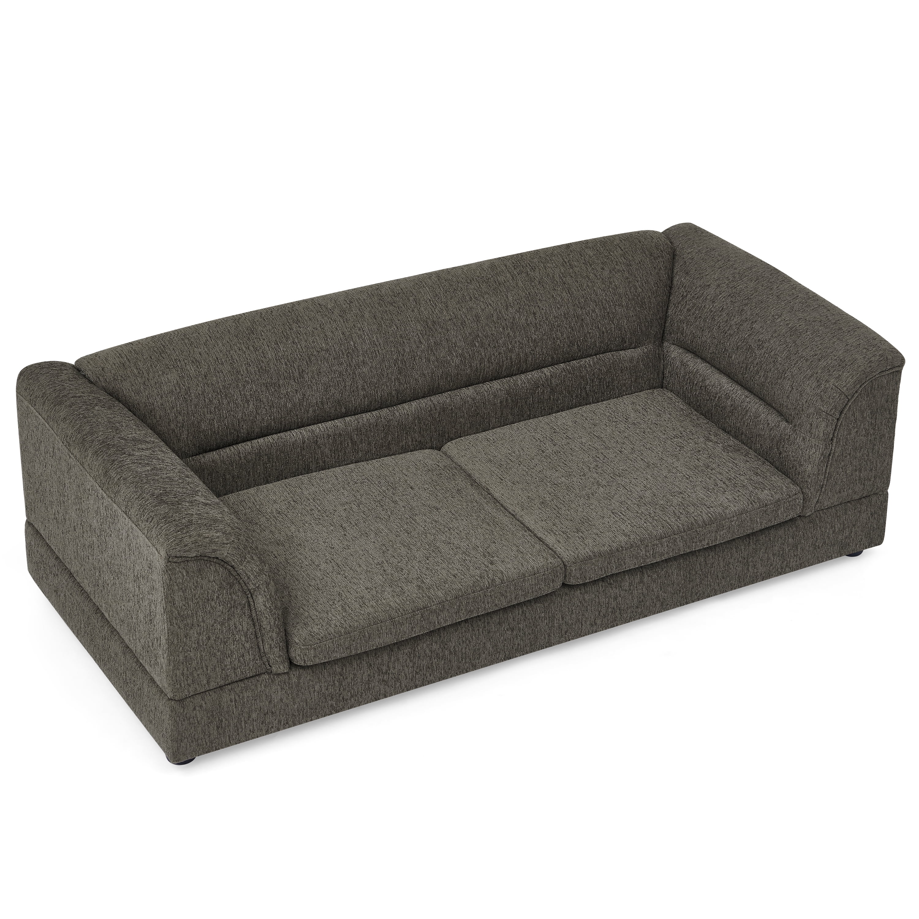 Oversized Pet Sofa, Curved Armrest Rectangular Dog Sofa, Linen Fabric Comfort Pet Couch for Large & Oversized Dogs-Dark Gray