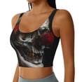 thumbnail image 2 of Pofeuu Realistic Rose Skull Print Sports Bra for Women Sexy Vest Yoga Running Gym Fitness Crop Bras Tops-XX-Large, 2 of 8