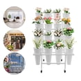 thumbnail image 3 of White / Balck 16 Buckets Flower Display Stand 4 Layers Plant Cart, Steel+PP 4 Wheels Moving Flower Rack for Indoor, Outdoor Patio Garden, Living Room, Florist, 3 of 24