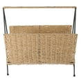 thumbnail image 1 of 1Pcs Small Woven Basket with Handle Iron Paper Rope for Home Office Books Snacks Magazines Toys, 1 of 8