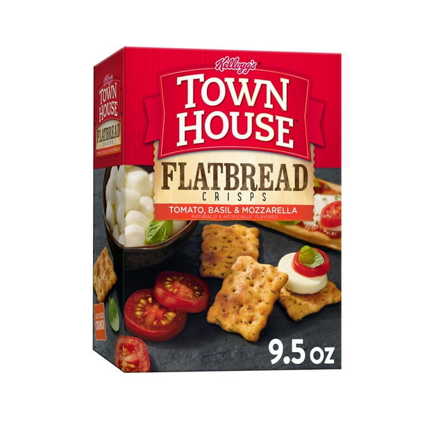 Town House Flatbread Crisps Tomato Basil and Mozzarella Oven Baked
