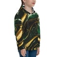 thumbnail image 3 of Goofa Green Marble Pattern Hooded Sweatshirt for Youth Trendy youth sweatshirt Casual Hoodie for Boys and Girls-Medium, 3 of 6