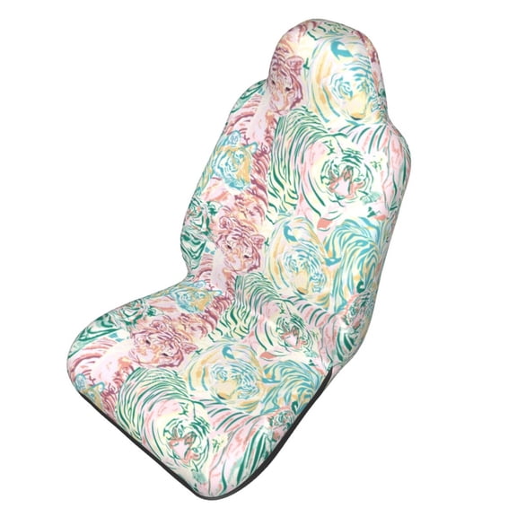 Picia Watercolor Tiger Print Waterproof Sweating Car Seat Cover for Post Gym Workout, Running, Beach and Hiking, Universal Fit Anti-Slip Bucket Seat Protector