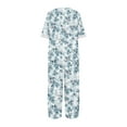 thumbnail image 4 of Ensembles Deux Pièces pour Femmes Été Ensemble Imprimé Manches Mi-Longues Col Rond Haut Court + Pantalon Décontracté Ensemble de Détente Deux Pièces, 4 of 5