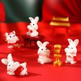 thumbnail image 2 of Mightlink 2/3Pcs Rabbit Figures Vivid Expression Decorative Resin Miniature Cute Chinese New Year Rabbit Zodiac Ornaments for Office, 2 of 7