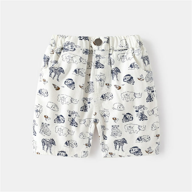 Summer Boys' Printed Print Shorts Elastic Hot Pants For Wearing Denim Shorts